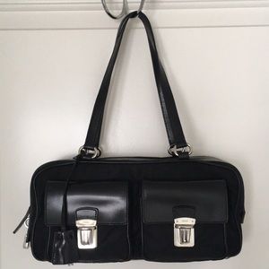 Prada Black Nlylon and Leather Small Handbag